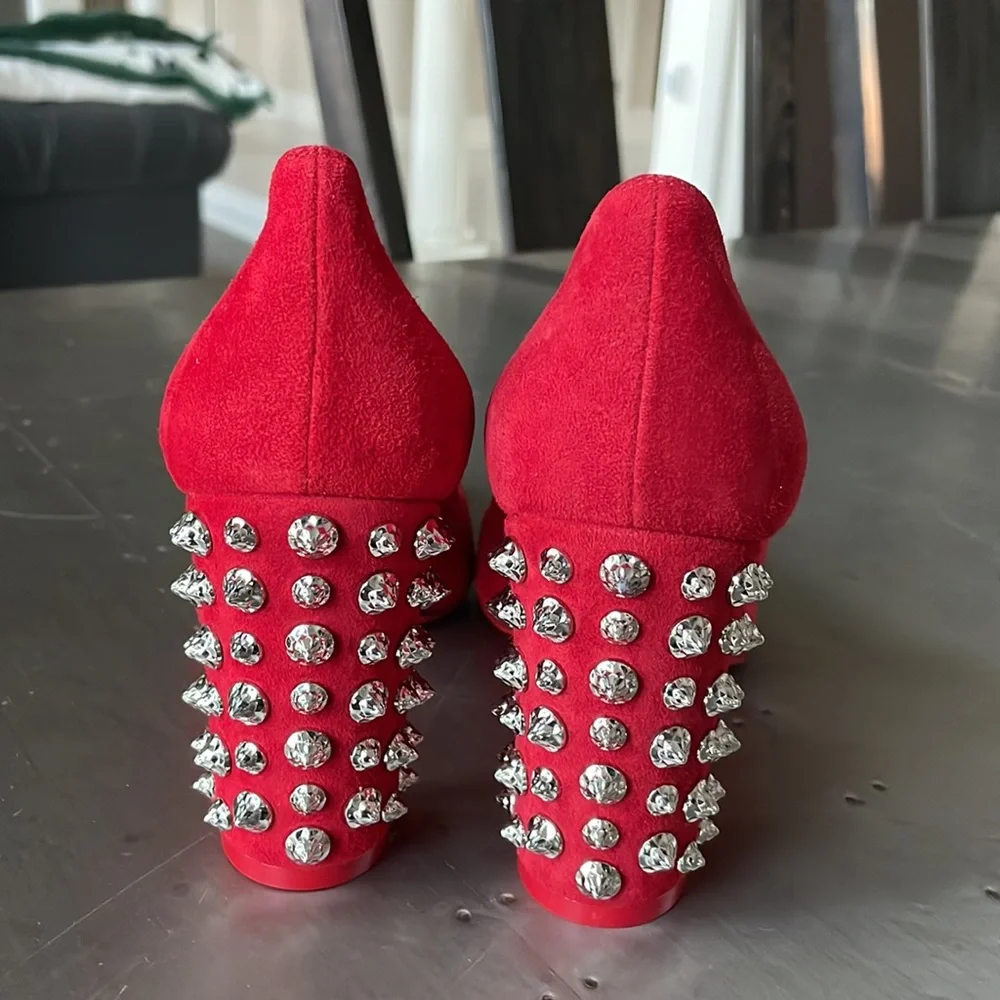 Christian louboutin Donna stud spikes loubi red silver pump 85mm sz 37
